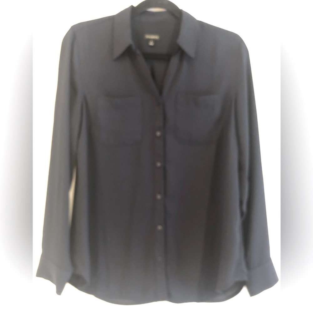 Talbots dark navy blouse
